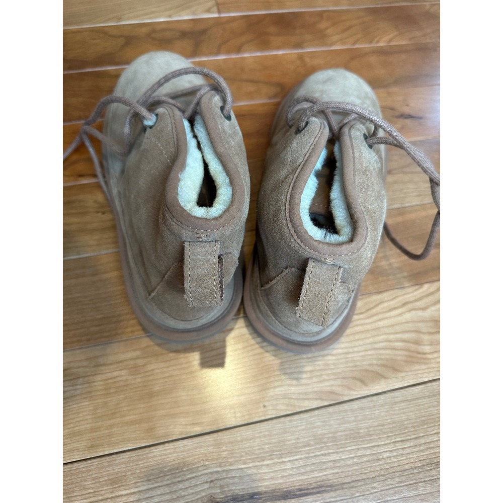 LL Bean Wicked Good Suede Shearling Lined Chukka Boots Tan Brown Lace Up NEW - Picture 10 of 12